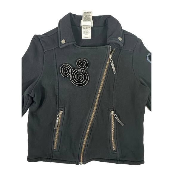 Disney Parks Mickey Mouse Moto Jacket Size Small Disneyland Black Zippers READ - Picture 8 of 16